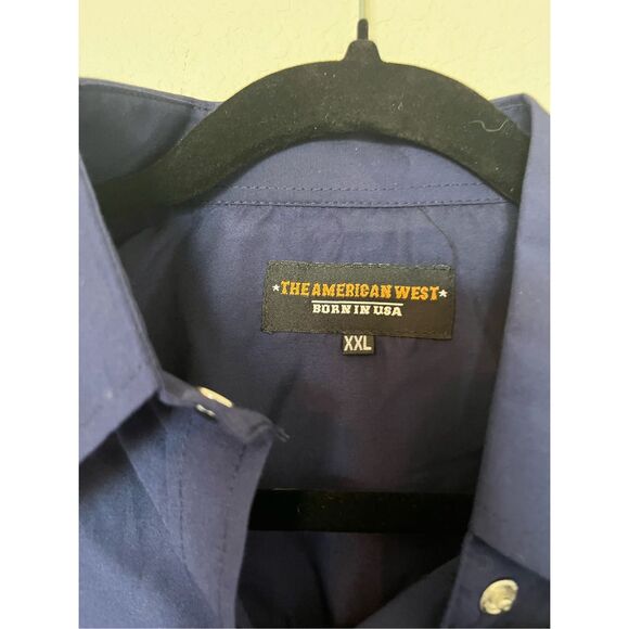 NWT American West Button Up Western Shirt Navy Blue - Picture 3 of 5